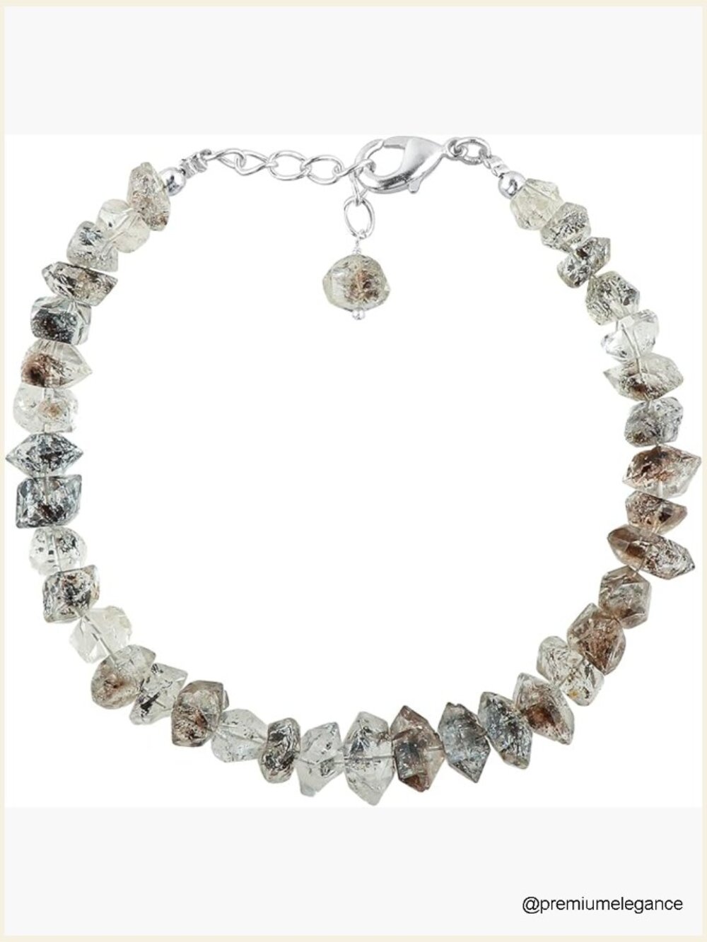 Raw Black Herkimer Diamond Crystal Bracelet - Dainty Healing Gemstone Jewelry